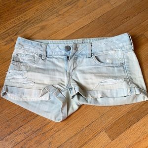 Acid wash, low rise jean short